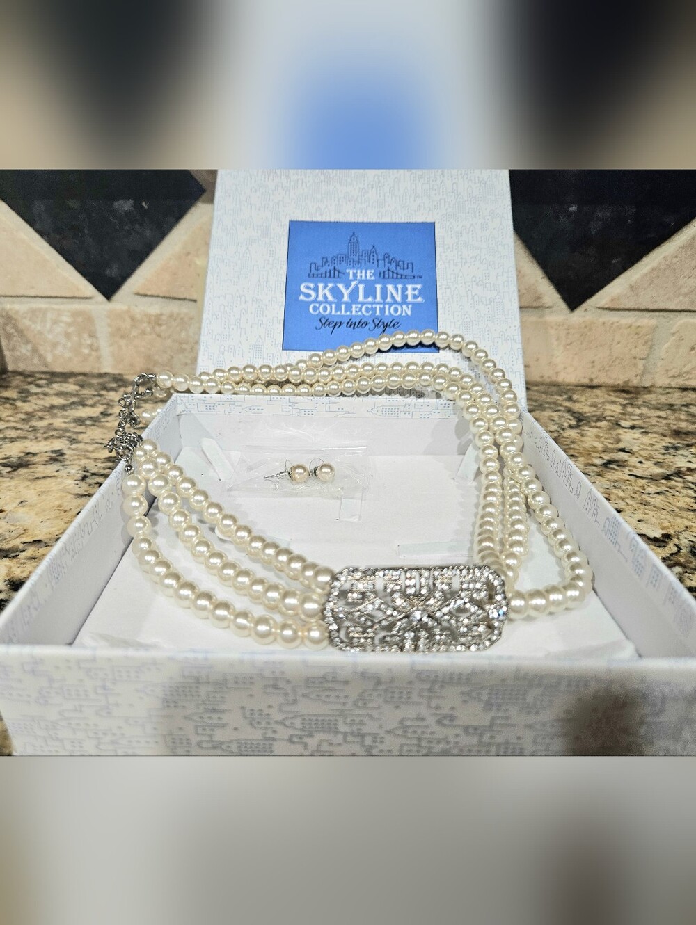 Triple Pearl Necklace And Earrings By Skyline